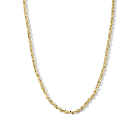 Solid Glitter Rope Necklace 14K Yellow Gold 20" 3mm