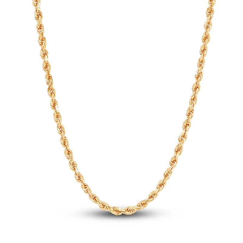 Solid Glitter Rope Necklace 14K Yellow Gold 20" 3.8mm