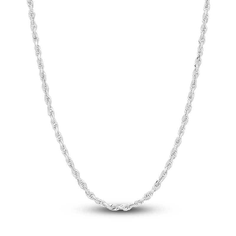 Main Image 1 of Solid Glitter Rope Necklace 14K White Gold 24" 3mm