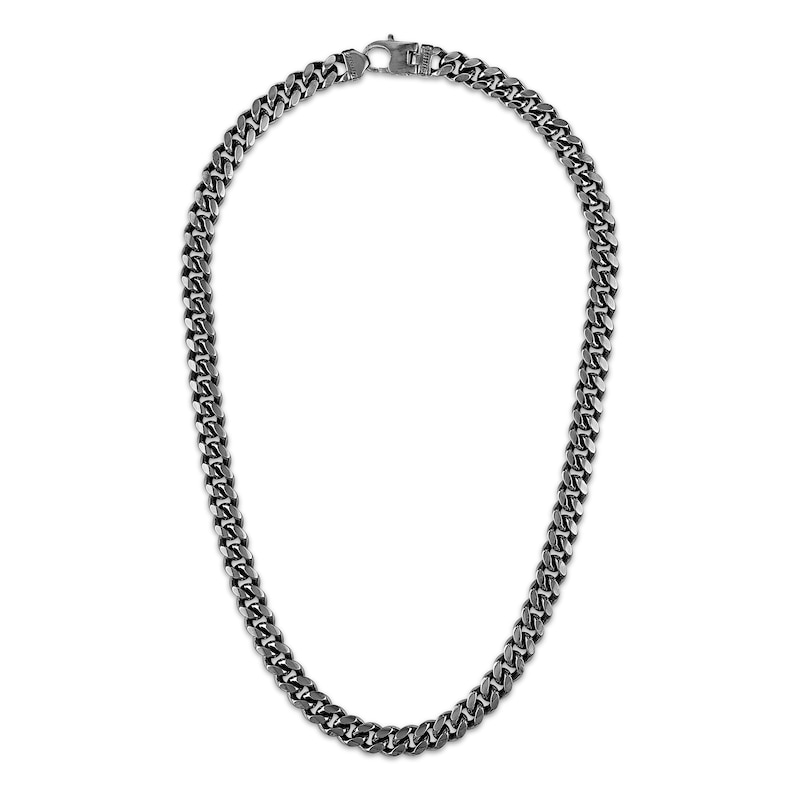 1933 by Esquire Men's Solid Curb Link Chain Necklace Black Ruthenium-Plated Sterling Silver 22" 10mm