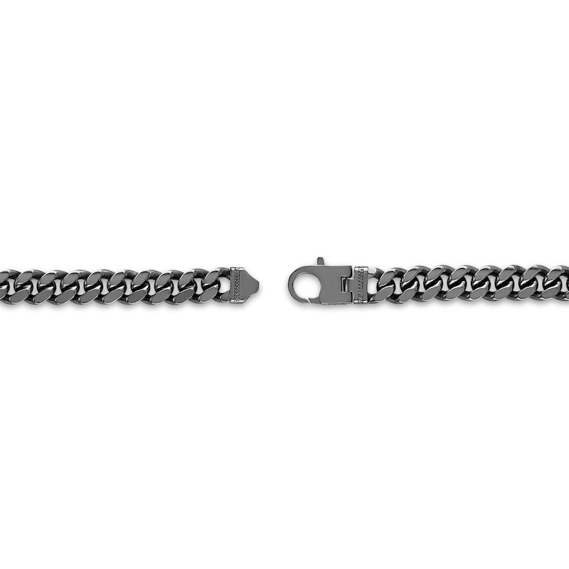 Men's Solid Curb Chain Necklace Black Ion-Plated Stainless Steel 8mm 22