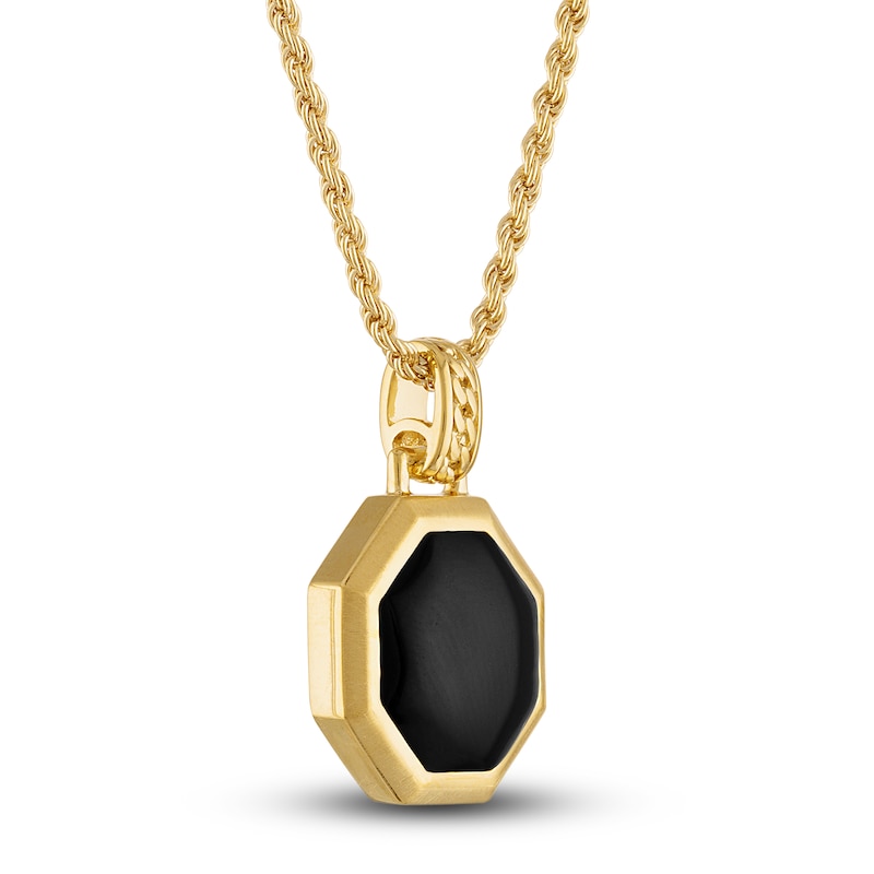 Main Image 2 of 1933 by Esquire Men's Black Onyx Necklace 14K Yellow Gold-Plated Sterling Silver 22"