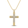 Thumbnail Image 1 of 1933 by Esquire Men's Diamond Cross Necklace 1/5 ct tw Round 14K Yellow Gold-Plated Sterling Silver 22"