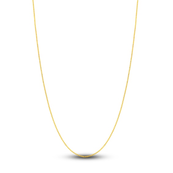 Solid Box Chain Necklace 14K Yellow Gold 18" 0.66mm