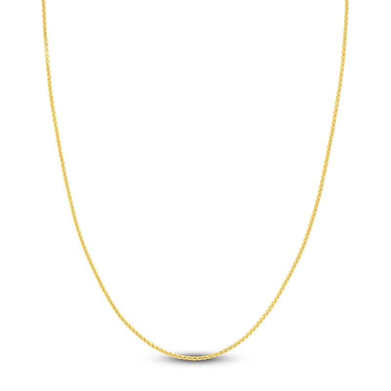 Round Solid Box Chain Necklace 14K Yellow Gold 20" 1.75mm