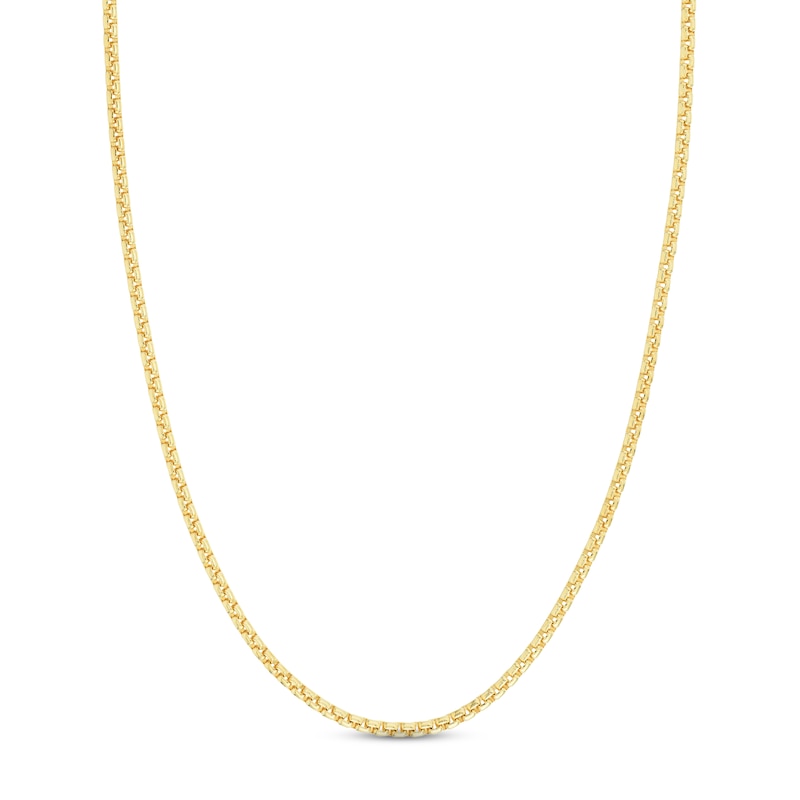 Main Image 1 of Round Solid Box Chain Necklace 14K Yellow Gold 18" 3.3mm