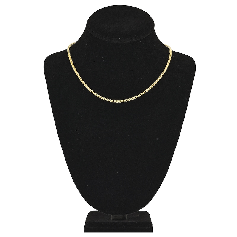 Main Image 4 of Round Solid Box Chain Necklace 14K Yellow Gold 18" 3.3mm