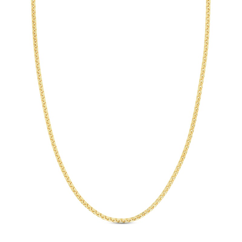Round Solid Box Chain Necklace 14K Yellow Gold 20" 3.3mm