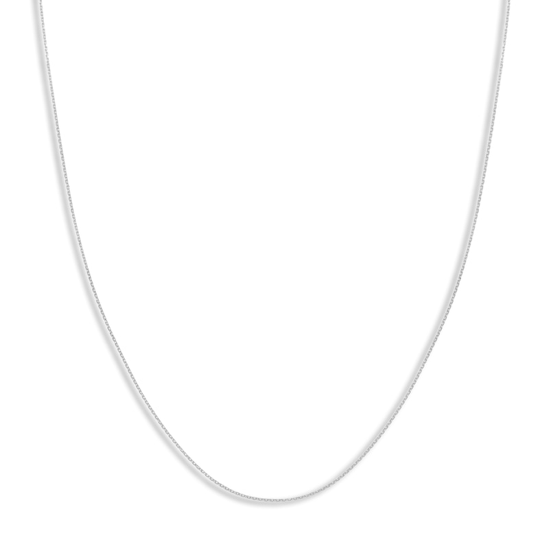 Main Image 1 of Diamond-Cut Solid Cable Chain Necklace 14K White Gold 16" 0.8mm