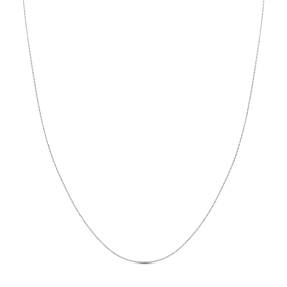 Diamond-Cut Solid Cable Chain Necklace 14K White Gold 24" 0.8mm