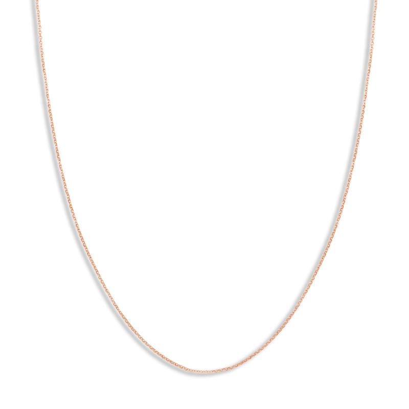 Main Image 1 of Diamond-Cut Solid Cable Chain Necklace 14K Rose Gold 20" 1.05mm
