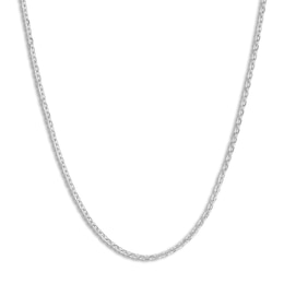 Diamond-Cut Solid Cable Chain Necklace 14K White Gold 18" 1.05mm