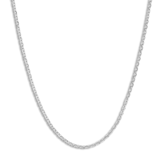 Diamond-Cut Solid Cable Chain Necklace 14K White Gold 18" 1.05mm