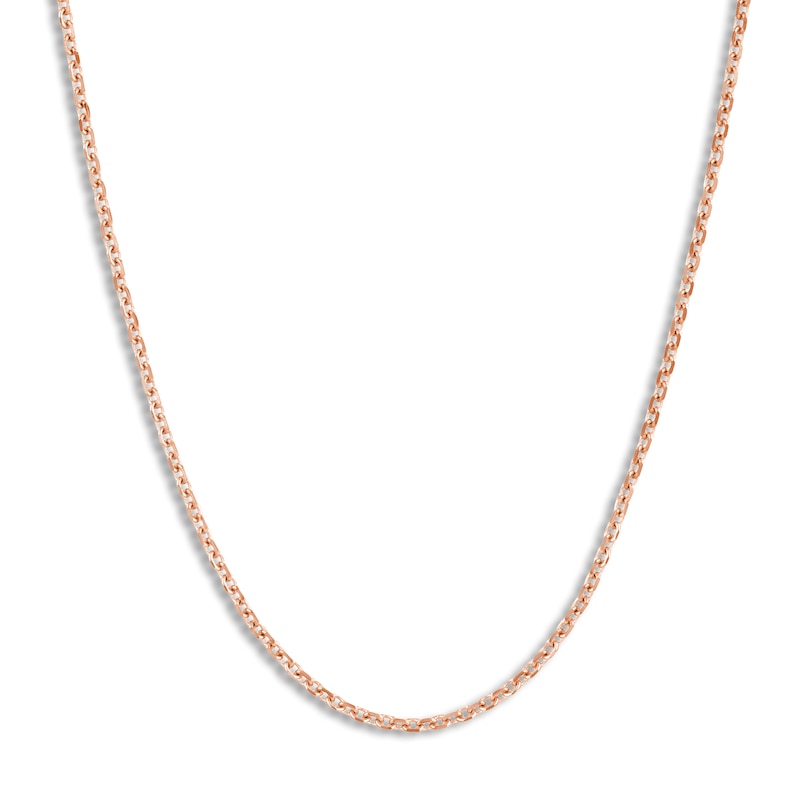 Main Image 1 of Diamond-Cut Solid Cable Chain Necklace 14K Rose Gold 18" 1.05mm