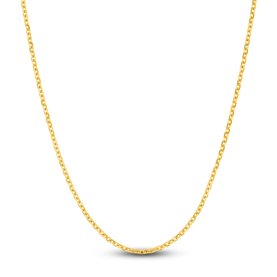 Diamond-Cut Solid Cable Chain Necklace 14K Yellow Gold 18