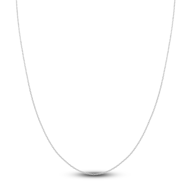 Main Image 1 of Diamond-Cut Solid Cable Chain Necklace 14K White Gold 20&quot; 1.15mm
