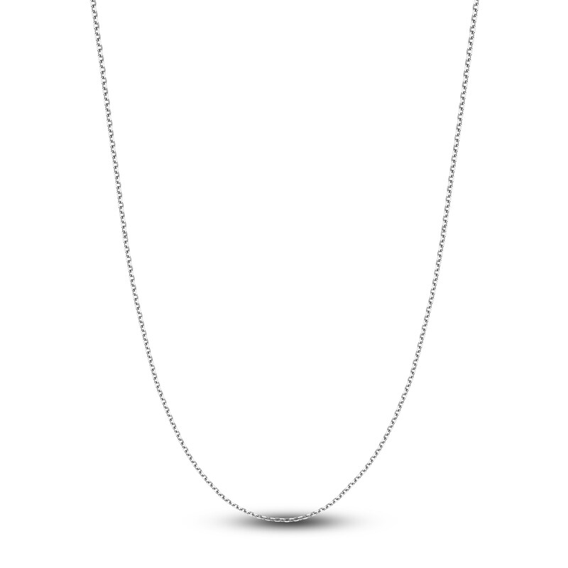 Main Image 1 of Diamond-Cut Solid Cable Chain Necklace 14K White Gold 20" 1.5mm