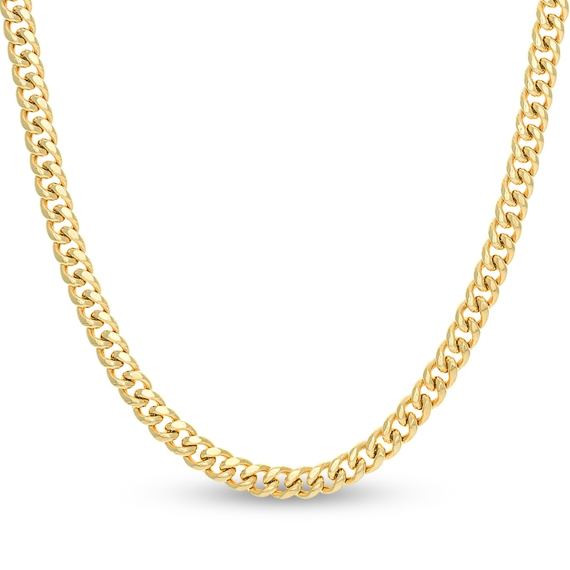 Hollow Curb Link Necklace 14K Yellow Gold 22" 7.4mm