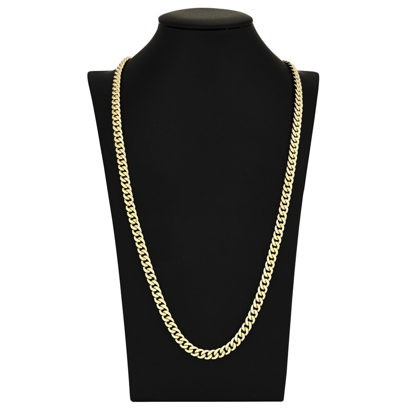 Main Image 4 of Hollow Curb Link Necklace 14K Yellow Gold 30" 7.4mm