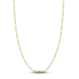 Solid Figaro Chain Necklace 14K Two-Tone Gold 18" 3.9mm