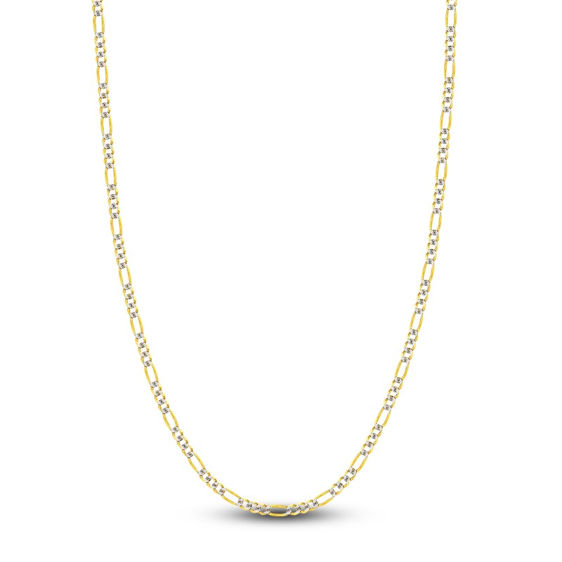 Main Image 1 of Solid Figaro Chain Necklace 14K Two-Tone Gold 18&quot; 3.9mm