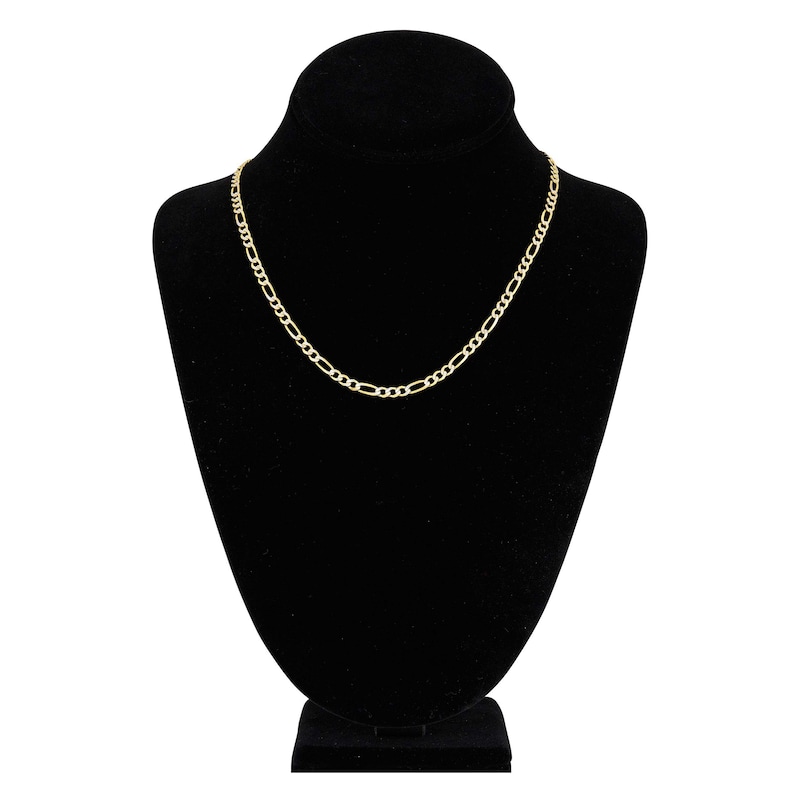 Main Image 4 of Solid Figaro Chain Necklace 14K Two-Tone Gold 18&quot; 3.9mm