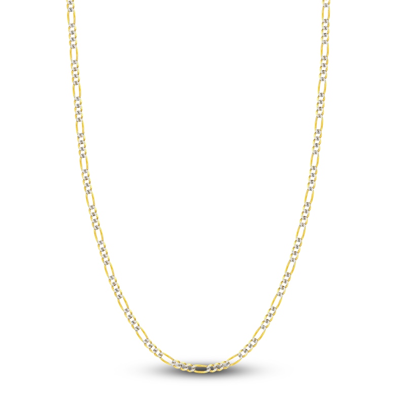 Main Image 1 of Solid Figaro Chain Necklace 14K Two-Tone Gold 22" 3.9mm