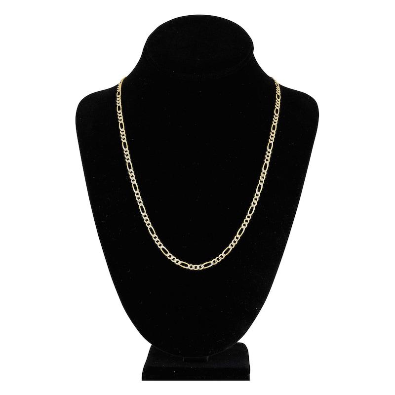 Main Image 4 of Solid Figaro Chain Necklace 14K Two-Tone Gold 22" 3.9mm