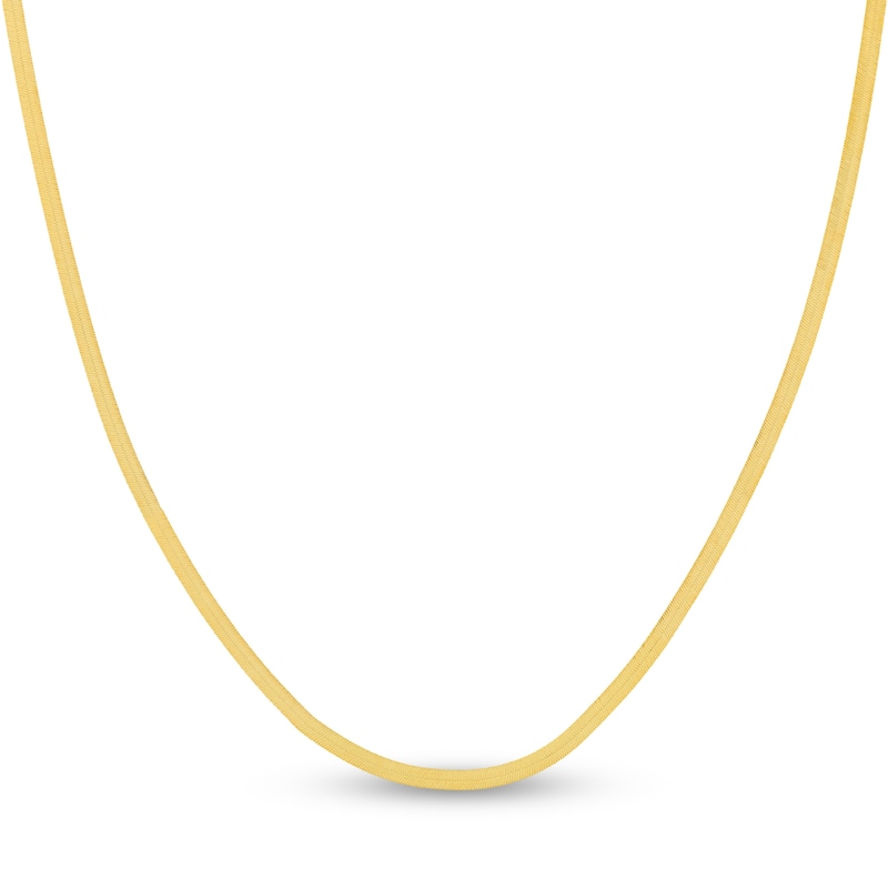Solid Herringbone Chain Necklace 14K Yellow Gold 18" 2.7mm