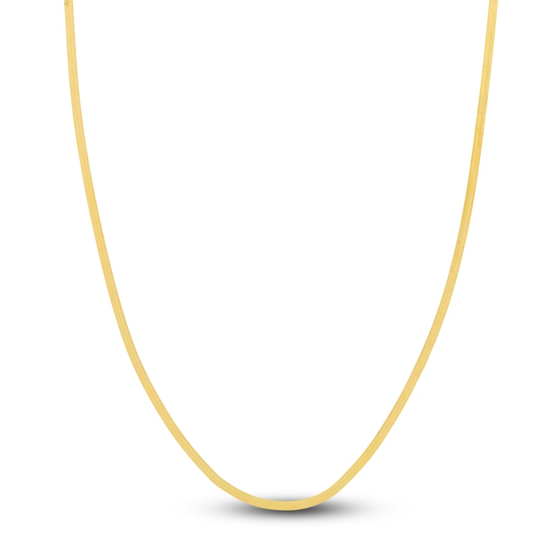 Solid Herringbone Chain Necklace 14K Yellow Gold 18" 2.7mm