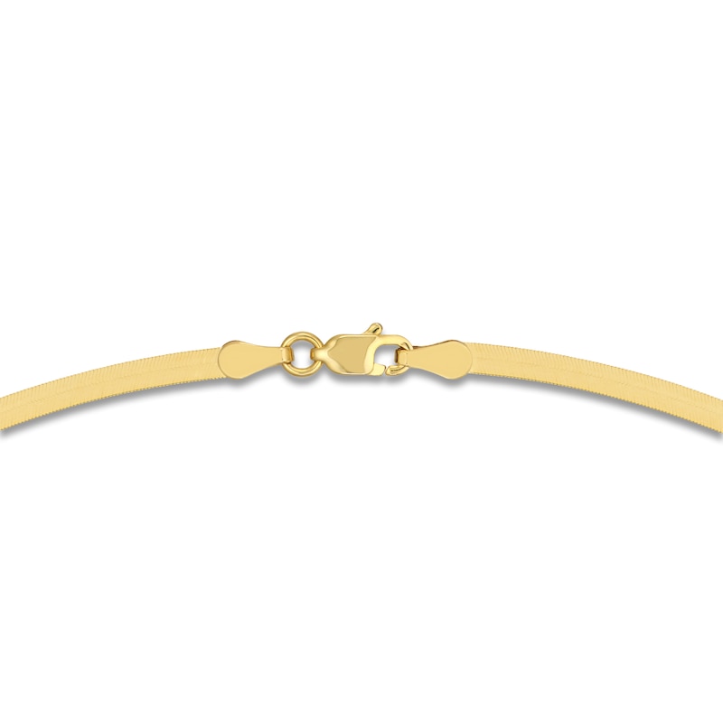 Solid Herringbone Chain Necklace 14K Yellow Gold 18" 2.7mm