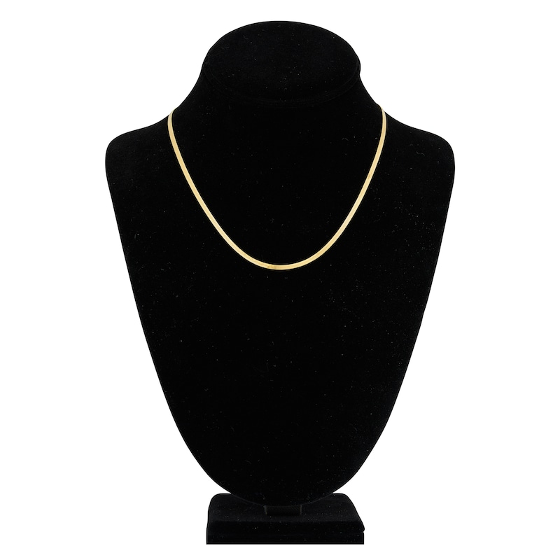 Main Image 4 of Solid Herringbone Chain Necklace 14K Yellow Gold 18" 2.7mm