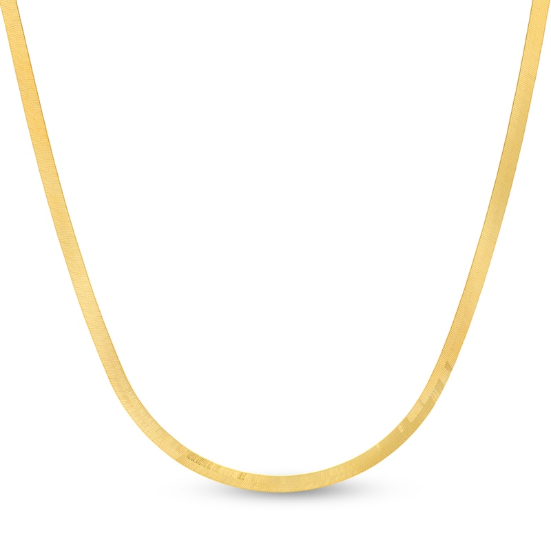 Solid Herringbone Chain Necklace 14K Yellow Gold 16" 5.1mm