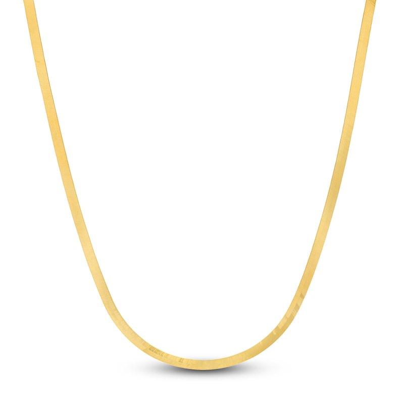 Main Image 1 of Solid Herringbone Chain Necklace 14K Yellow Gold 16" 5.1mm