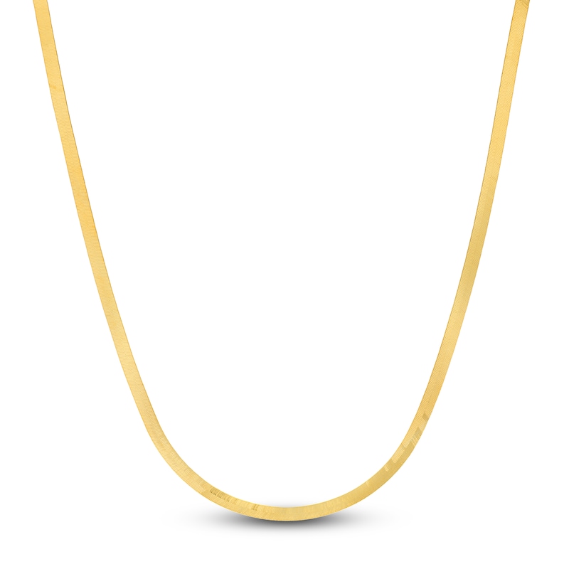 Solid Herringbone Chain Necklace 14K Yellow Gold 16" 5.1mm