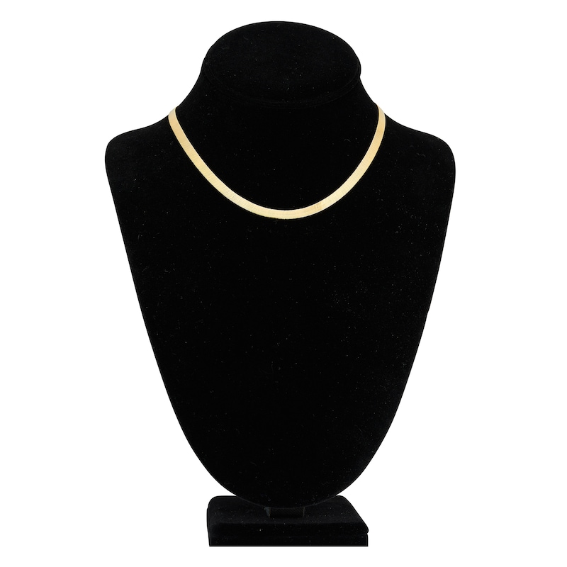 Main Image 4 of Solid Herringbone Chain Necklace 14K Yellow Gold 16" 5.1mm