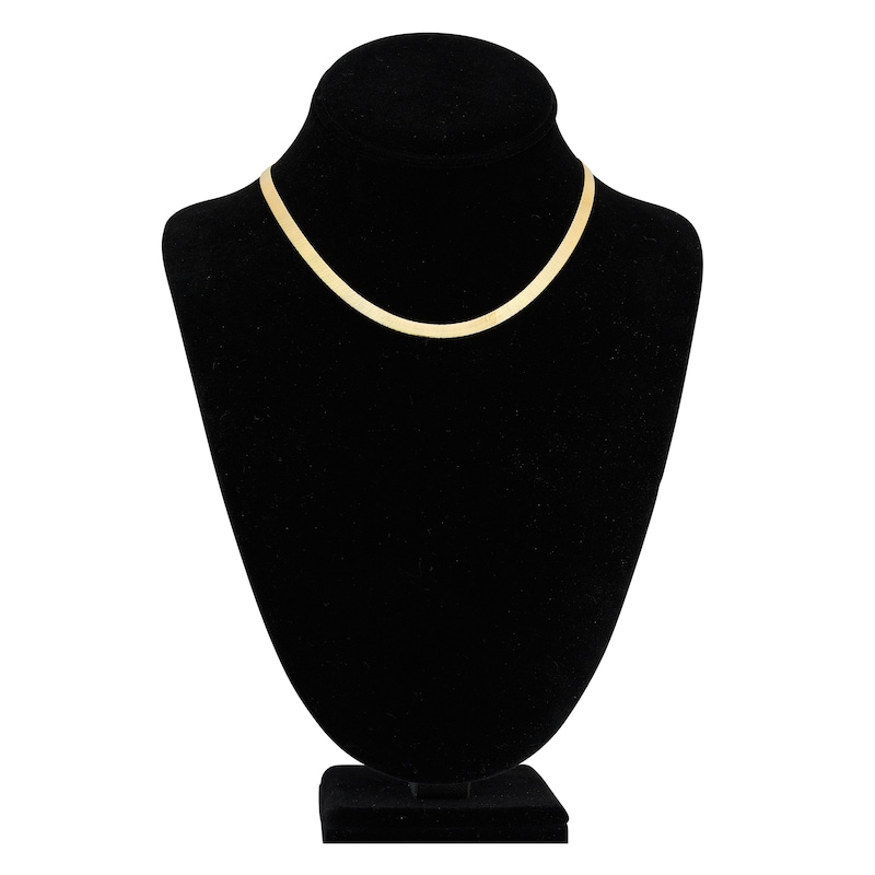 Solid Herringbone Chain Necklace 14K Yellow Gold 16" 5.1mm