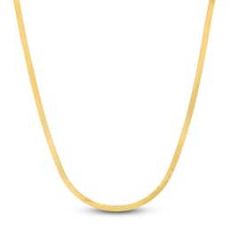 Solid Herringbone Chain Necklace 14K Yellow Gold 18&quot;