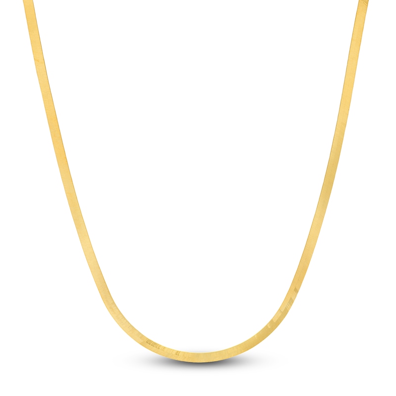 Solid Herringbone Chain Necklace 14K Yellow Gold 18" 5.1mm