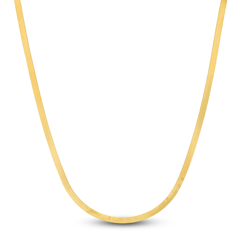 Main Image 1 of Solid Herringbone Chain Necklace 14K Yellow Gold 18" 5.1mm