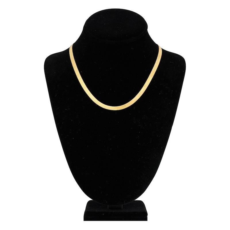 Main Image 4 of Solid Herringbone Chain Necklace 14K Yellow Gold 18" 5.1mm