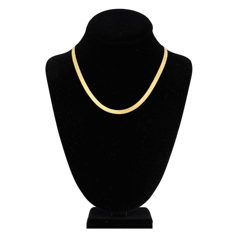 Solid Herringbone Chain Necklace 14K Yellow Gold 18" 5.1mm