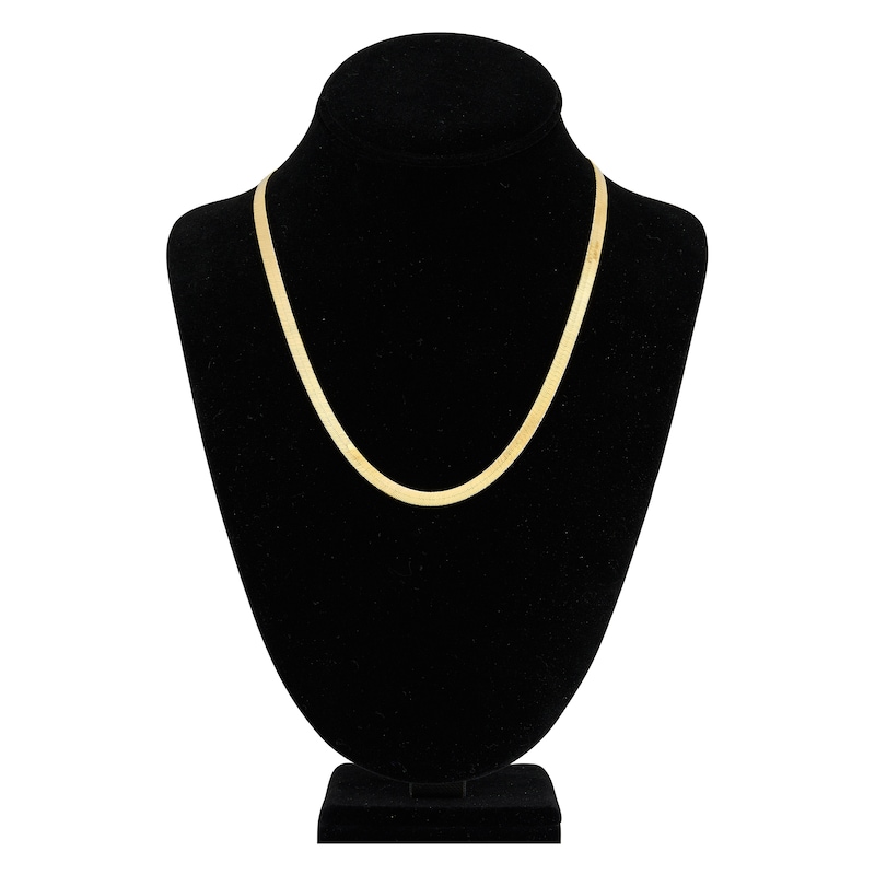 Solid Herringbone Chain Necklace 14K Yellow Gold 20" 5.1mm