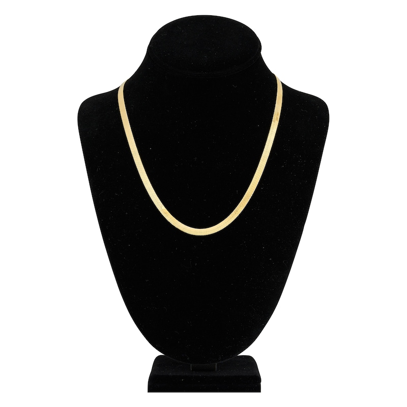 Main Image 4 of Solid Herringbone Chain Necklace 14K Yellow Gold 20" 5.1mm