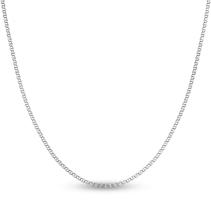 Main Image 1 of Flat Solid Mariner Chain Necklace 14K White Gold 16" 2.2mm
