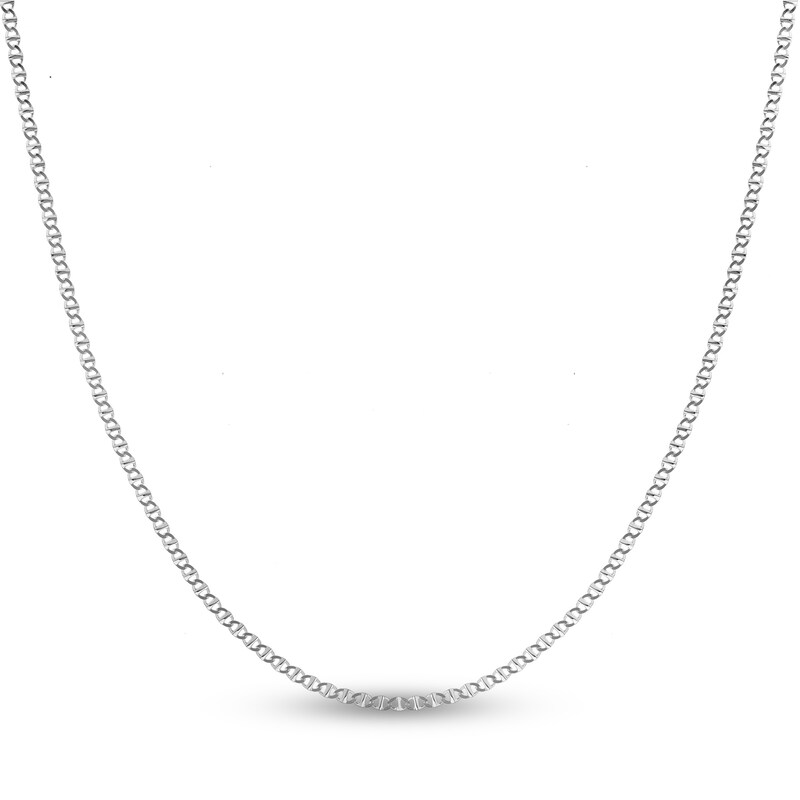 Main Image 1 of Flat Solid Mariner Chain Necklace 14K White Gold 18" 2.2mm
