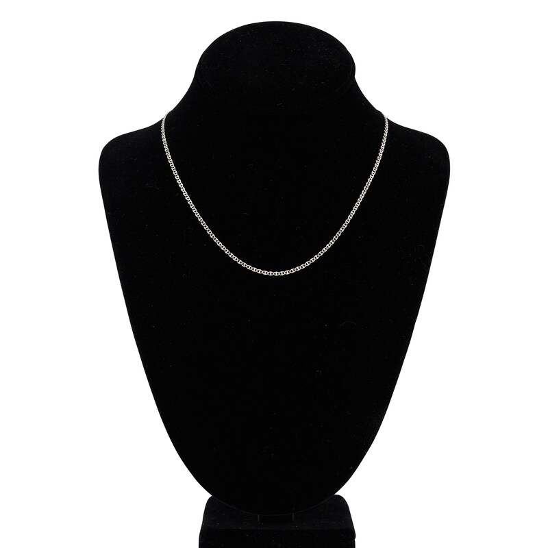 Main Image 4 of Flat Solid Mariner Chain Necklace 14K White Gold 18" 2.2mm