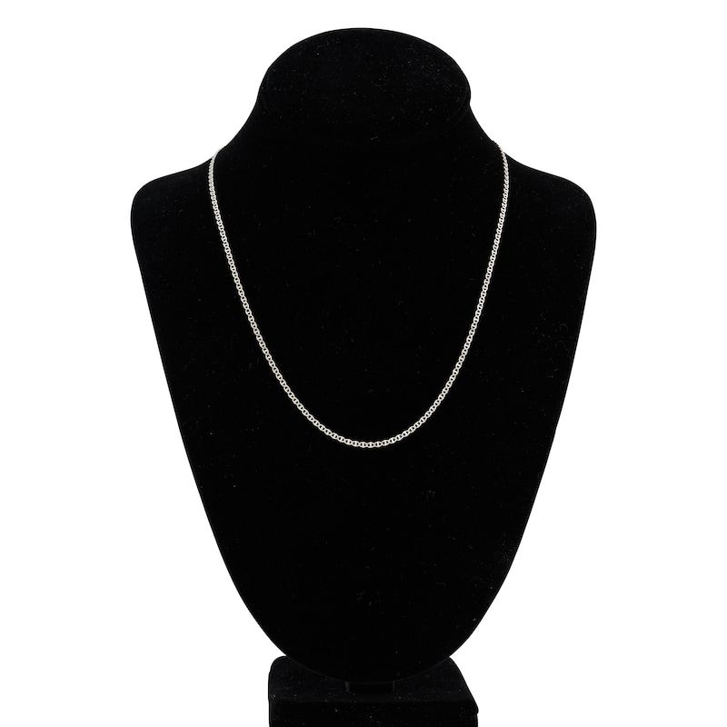 Main Image 4 of Flat Solid Mariner Chain Necklace 14K White Gold 20" 2.2mm