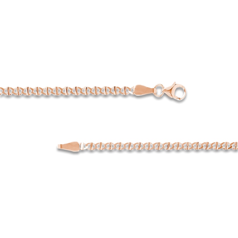 Main Image 3 of Flat Solid Mariner Chain Necklace 14K Rose Gold 16" 2.2mm