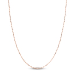 Flat Solid Mariner Chain Necklace 14K Rose Gold 20" 2.2mm